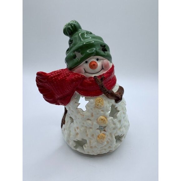 Ceramic Snowman Candle Holders Set Of 2 For Holiday Decor - Picture 7 of 14